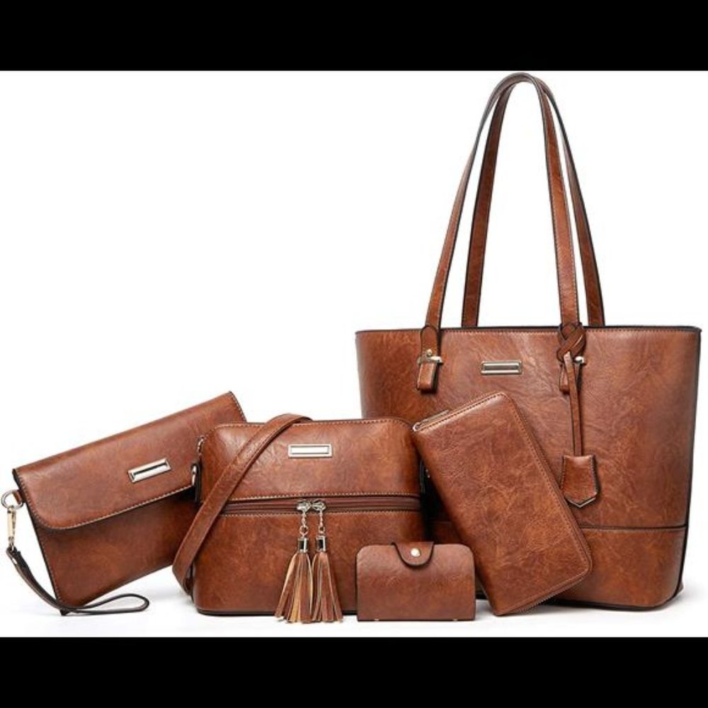 5 Pcs Satchel Purses and Handbags for Women Shoulder Tote Bags Synthetic Leather